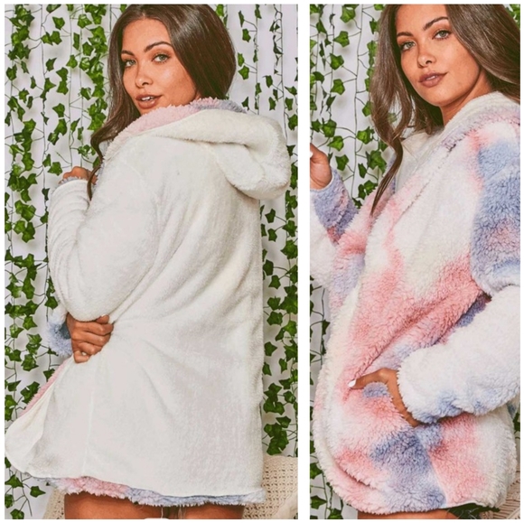 Sherpa tie dye reversible teddy jacket - Picture 2 of 5